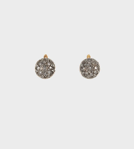 Cercei vintage din aur de 14k si argint cu diamante naturale