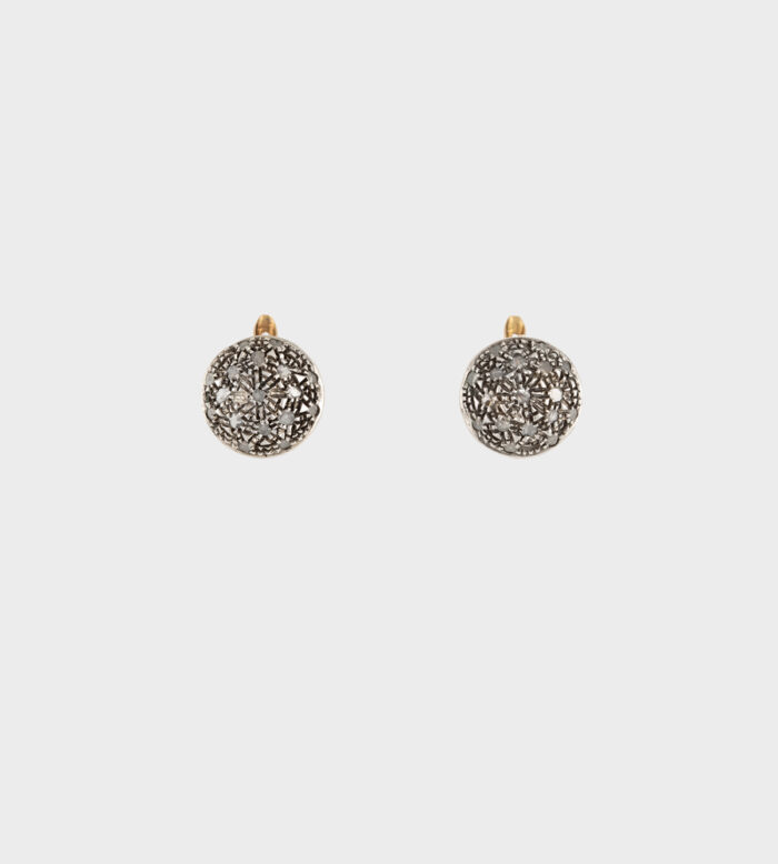 Cercei vintage din aur de 14k si argint cu diamante naturale