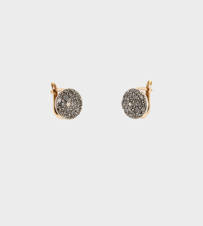 Cercei vintage din aur de 14k si argint cu diamante naturale