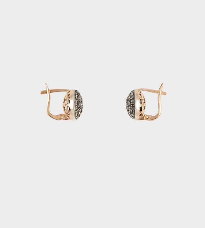 Cercei vintage din aur de 14k si argint cu diamante naturale