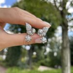 Cercei lungi vintage din platina cu diamante naturale