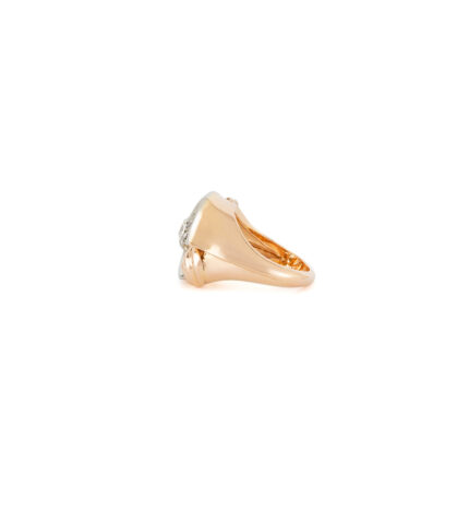 Inel vintage din aur roz de 18k si platina cu diamante naturale