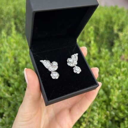 Cercei lungi vintage din platina cu diamante naturale