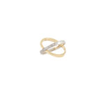 Inel din aur alb si galben de 14k si cubic zirconia