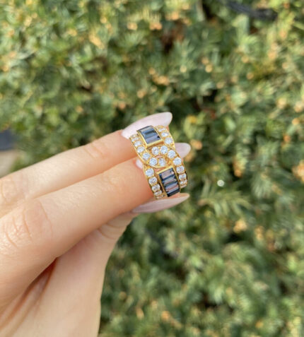 Inel din aur de 18k cu safire si diamante naturale