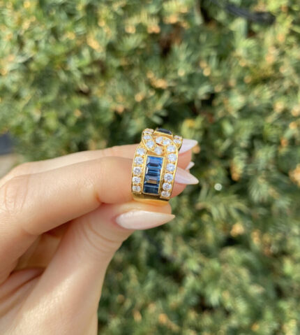 Inel din aur de 18k cu safire si diamante naturale