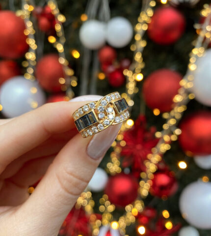 Inel din aur de 18k cu safire si diamante naturale