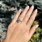 Inel Art Deco din platina si aur alb de 18k cu safire si diamante naturale