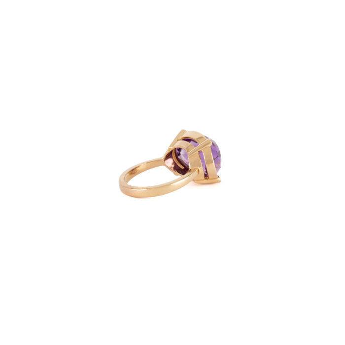 Inel vintage din aur de 18k, ametist si diamante naturale