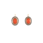 Set vintage din aur de 18k si argint, coral si diamante naturale