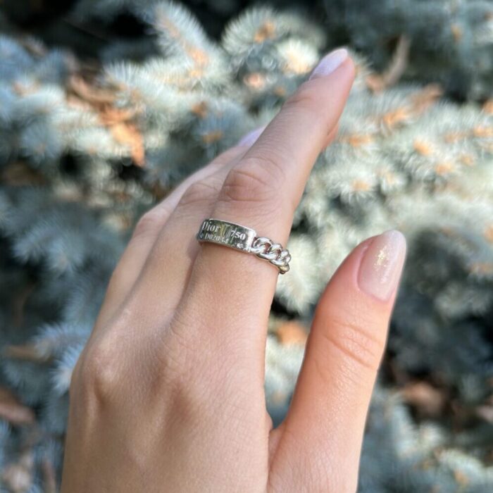 Inel original DIOR din aur alb de 18k
