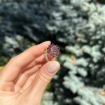 Inel vintage din aur de 18k cu granate naturale
