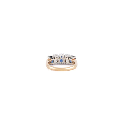 Inel vintage din aur de 14k cu safire si diamante naturale