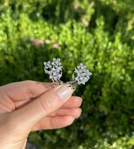 Cercei vintage din aur alb de 18k cu diamante naturale