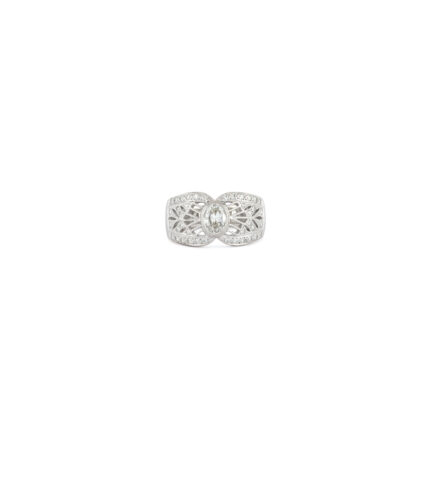 Inel vintage din aur alb de 18k cu diamante naturale
