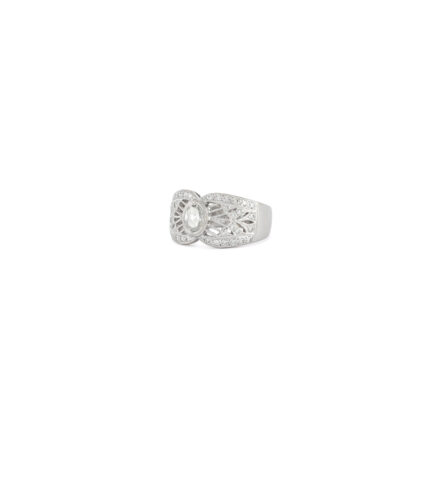 Inel vintage din aur alb de 18k cu diamante naturale
