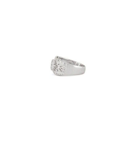 Inel vintage din aur alb de 18k cu diamante naturale