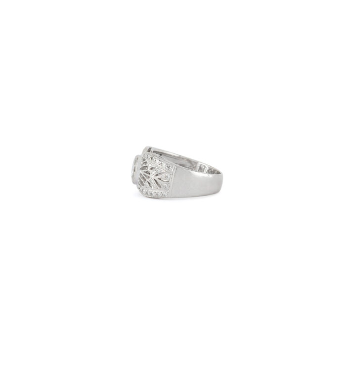 Inel vintage din aur alb de 18k cu diamante naturale