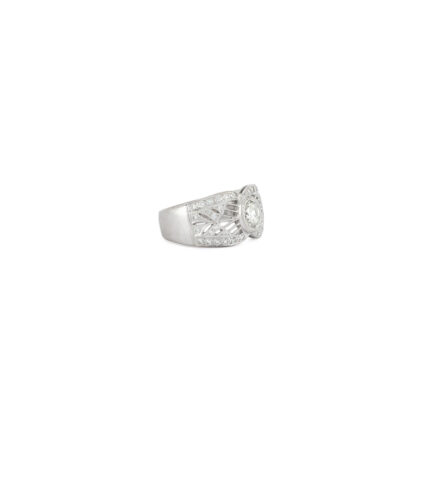 Inel vintage din aur alb de 18k cu diamante naturale