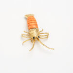 Brosa-pandant vintage din aur de 18k cu safire, coral si diamante naturale