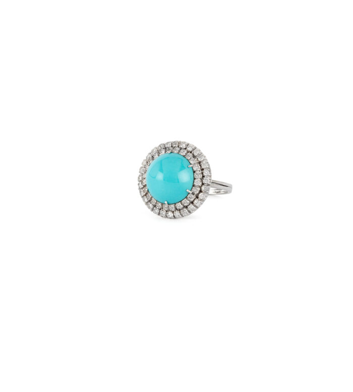 Set din aur alb de 18k cu turcoaz si diamante naturale