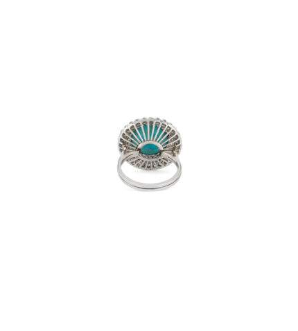 Set din aur alb de 18k cu turcoaz si diamante naturale