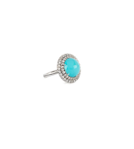 Set din aur alb de 18k cu turcoaz si diamante naturale