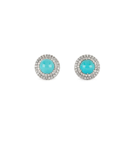 Set din aur alb de 18k cu turcoaz si diamante naturale