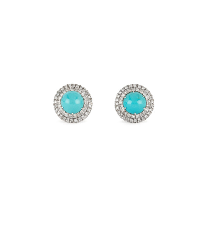 Set din aur alb de 18k cu turcoaz si diamante naturale