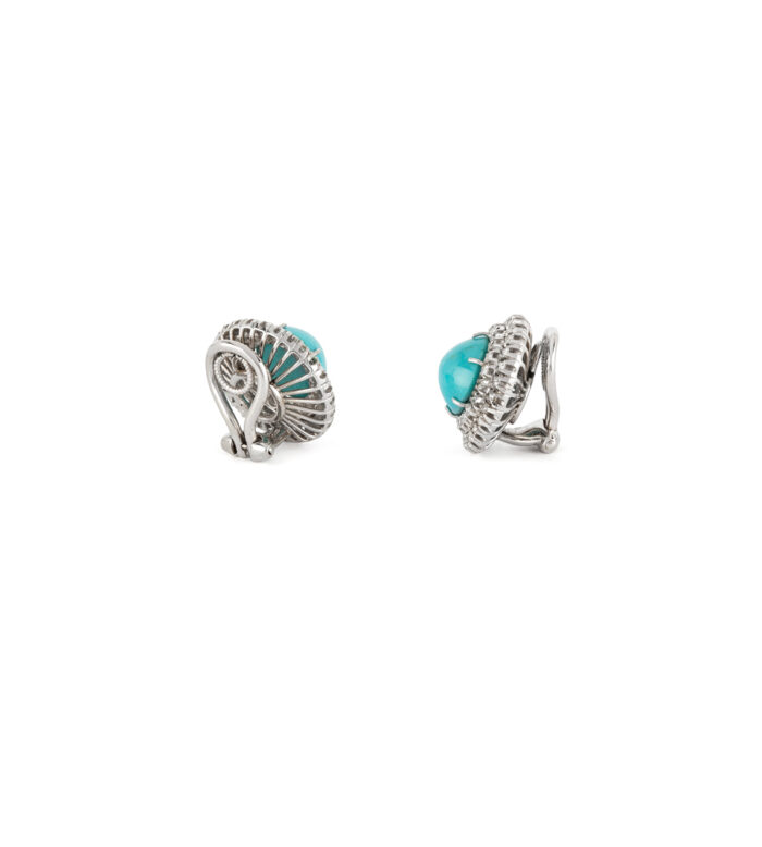 Set din aur alb de 18k cu turcoaz si diamante naturale
