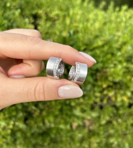 Cercei din aur alb de 14k cu diamante naturale
