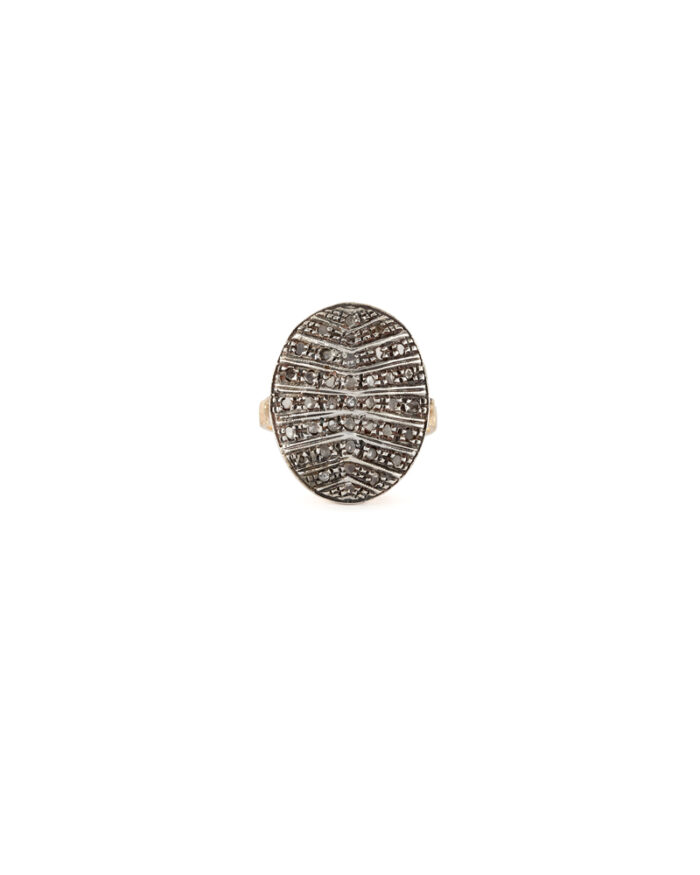 Inel vintage din aur de 12k si argint cu diamante naturale