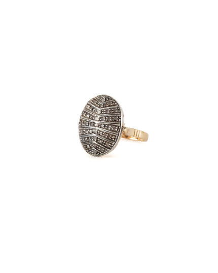 Inel vintage din aur de 12k si argint cu diamante naturale