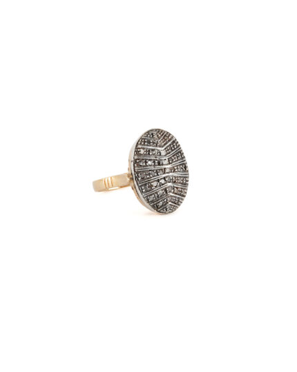 Inel vintage din aur de 12k si argint cu diamante naturale