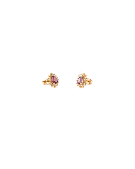 Cercei din aur de 14k cu turmalina si diamante naturale
