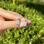 Cercei 2 in 1 din aur alb de 18k cu diamante naturale