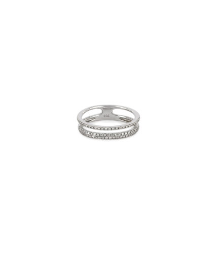 Inel tip verigheta din aur alb de 18k cu diamante naturale