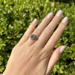 Inel vintage din aur de 14k cu smarald si diamante naturale