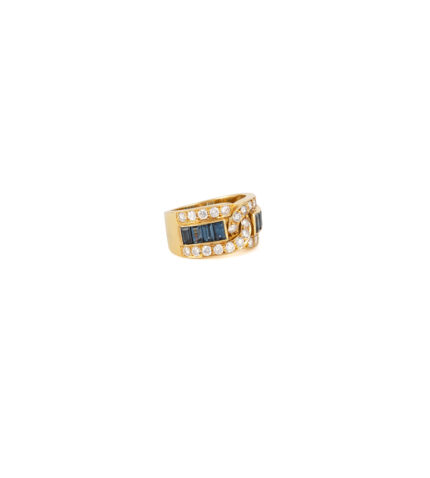 Inel din aur de 18k cu safire si diamante naturale
