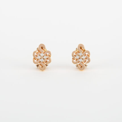 Cercei din aur alb si roz de 18k cu diamante naturale
