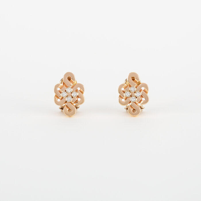 Cercei din aur alb si roz de 18k cu diamante naturale