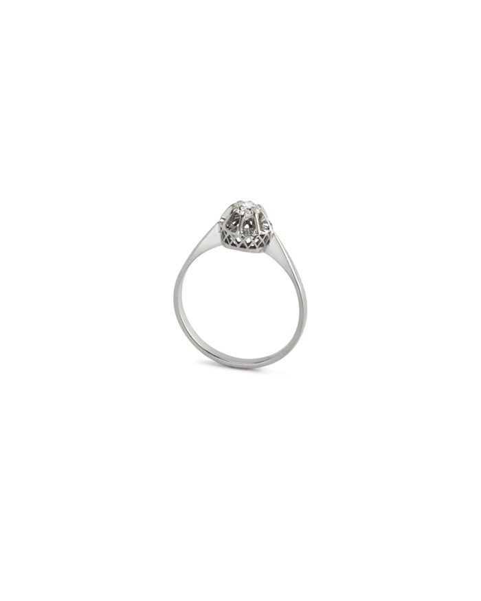 Inel solitar din aur alb de 18k cu diamant natural