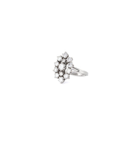 Inel vintage din aur alb de 18k cu diamante naturale