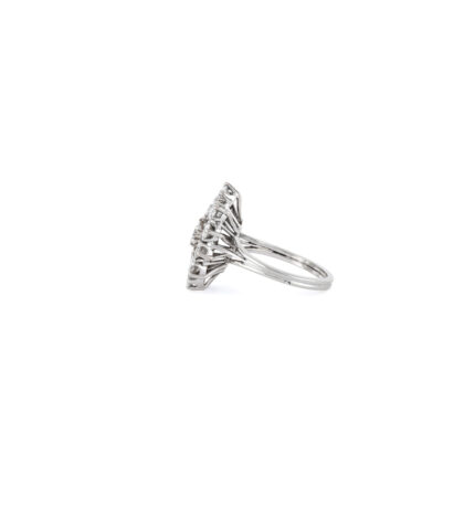 Inel vintage din aur alb de 18k cu diamante naturale