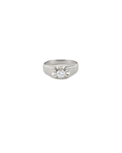 Inel solitar din aur alb de 18k cu diamant natural
