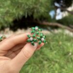 Set din aur de 18k cu email verde si diamante naturale