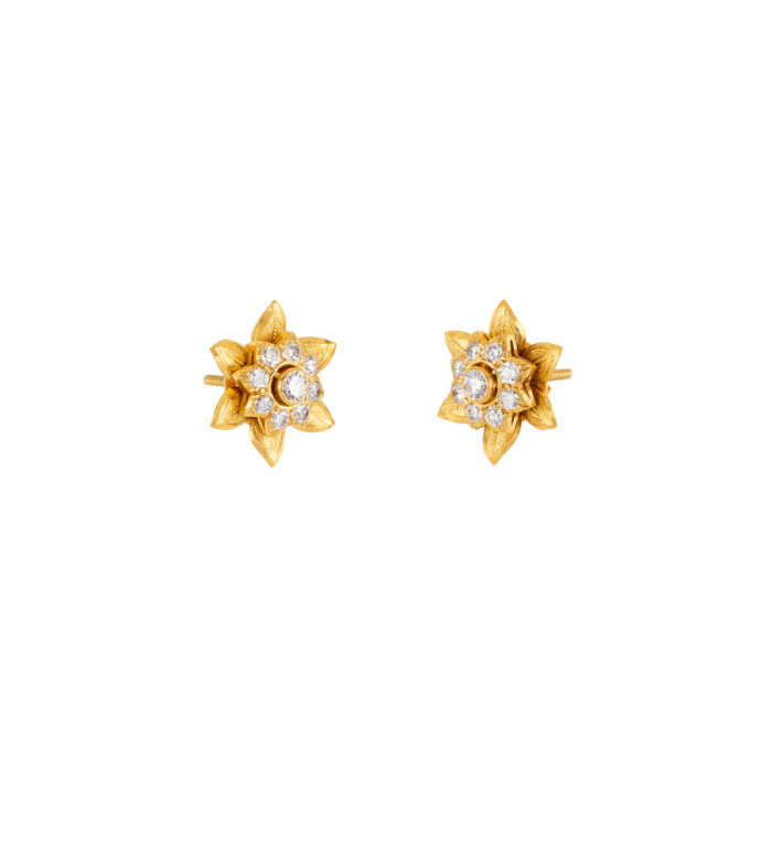Cercei 2 in 1 din aur de 20k cu diamante naturale
