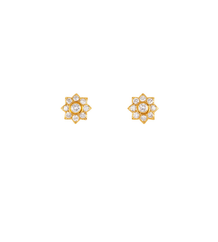 Cercei 2 in 1 din aur de 20k cu diamante naturale
