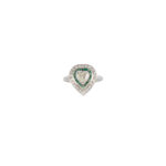 Inel vintage din aur alb de 18k cu smaralde si diamante naturale