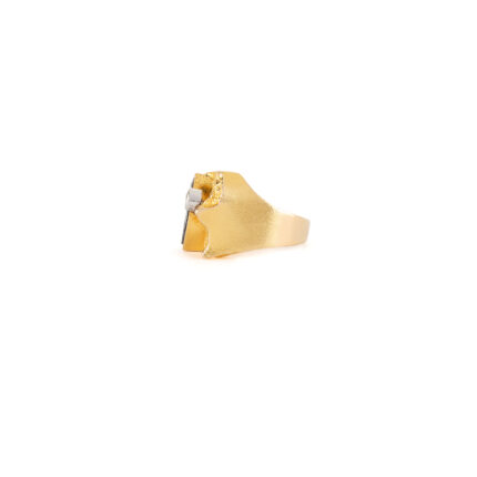 Inel ceratie din aur de 14k cu spectrolit si diamant natural